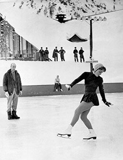 Carol Heiss practices outdoors at the Olympic Games.