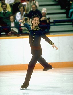 Brian Boitano lands a jump at the 1988 Winter Olympics.