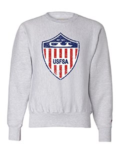 Grey sweatshirt with the old U.S. Figure Skating logo