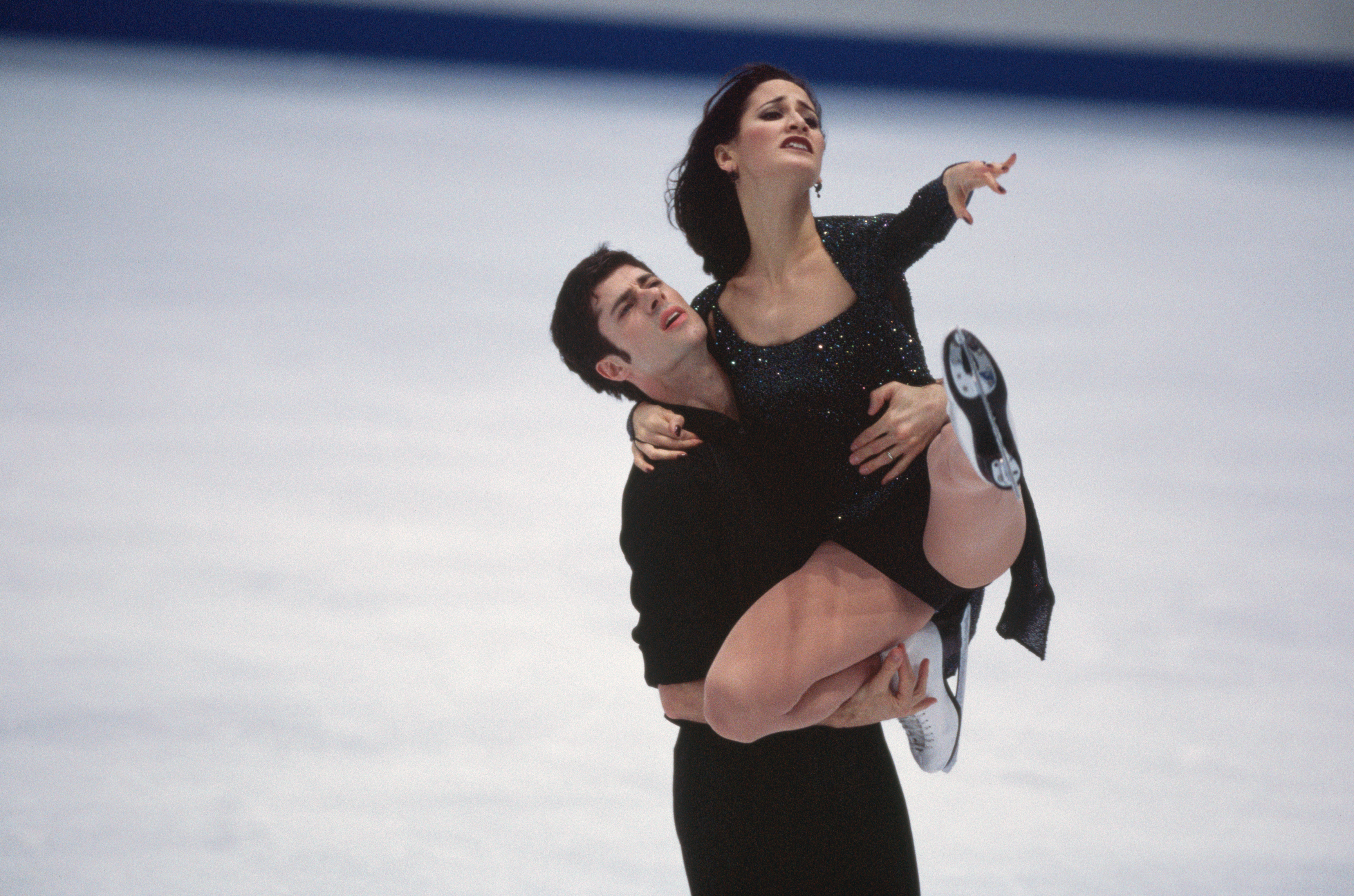 American ice dancers Elizabeth Punsalan and Jerod Swallow perform their free dance program in White Ring during the 1998 Winter Olympics.