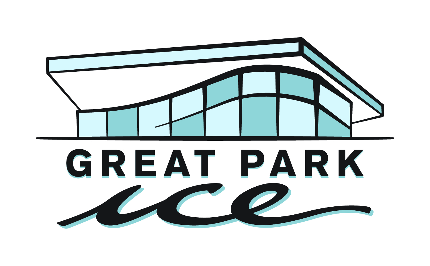 A rendering of the Great Park Ice facility as a logo