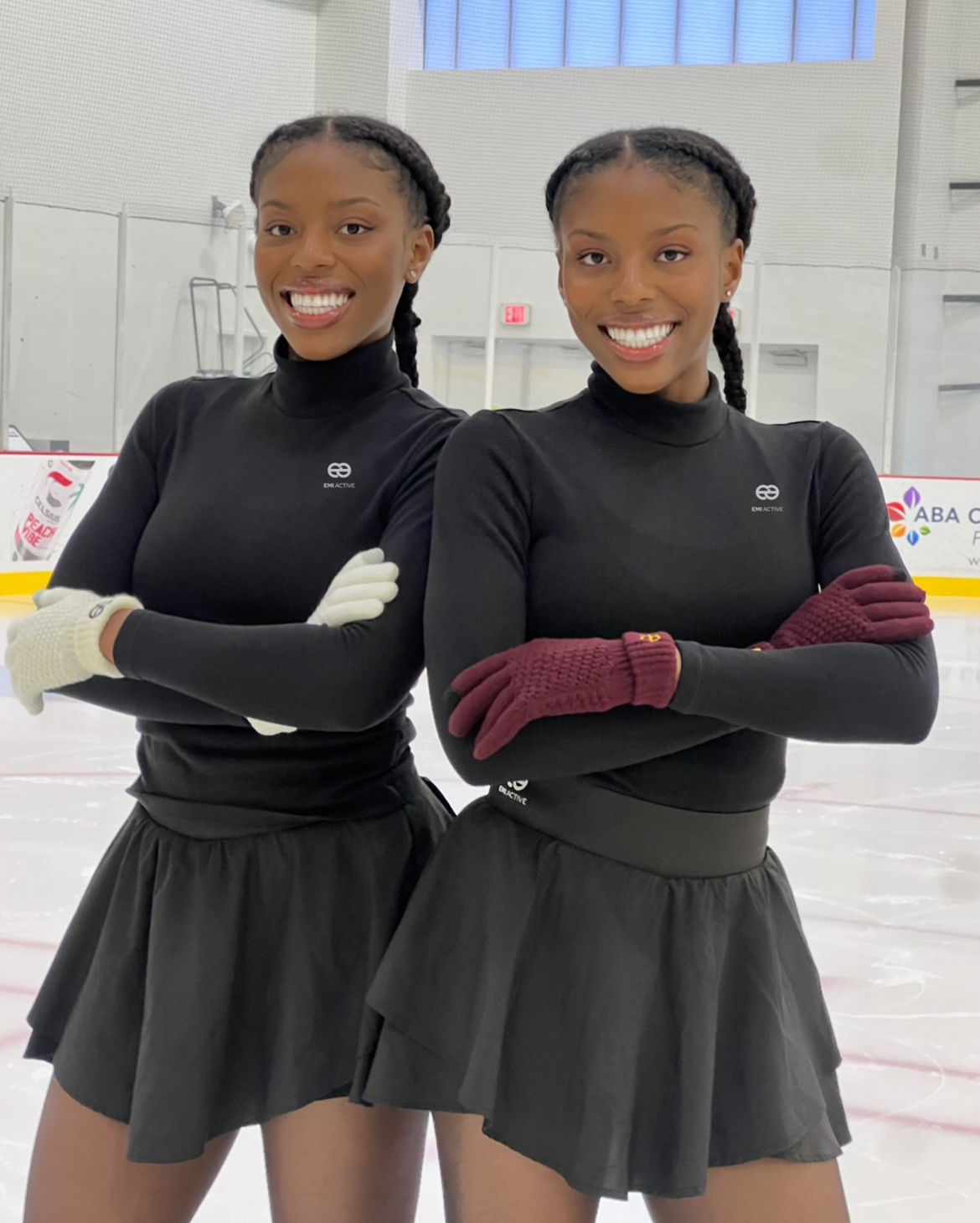 The Scott sisters stand side by side, dressed in their Emiactive sportswear.