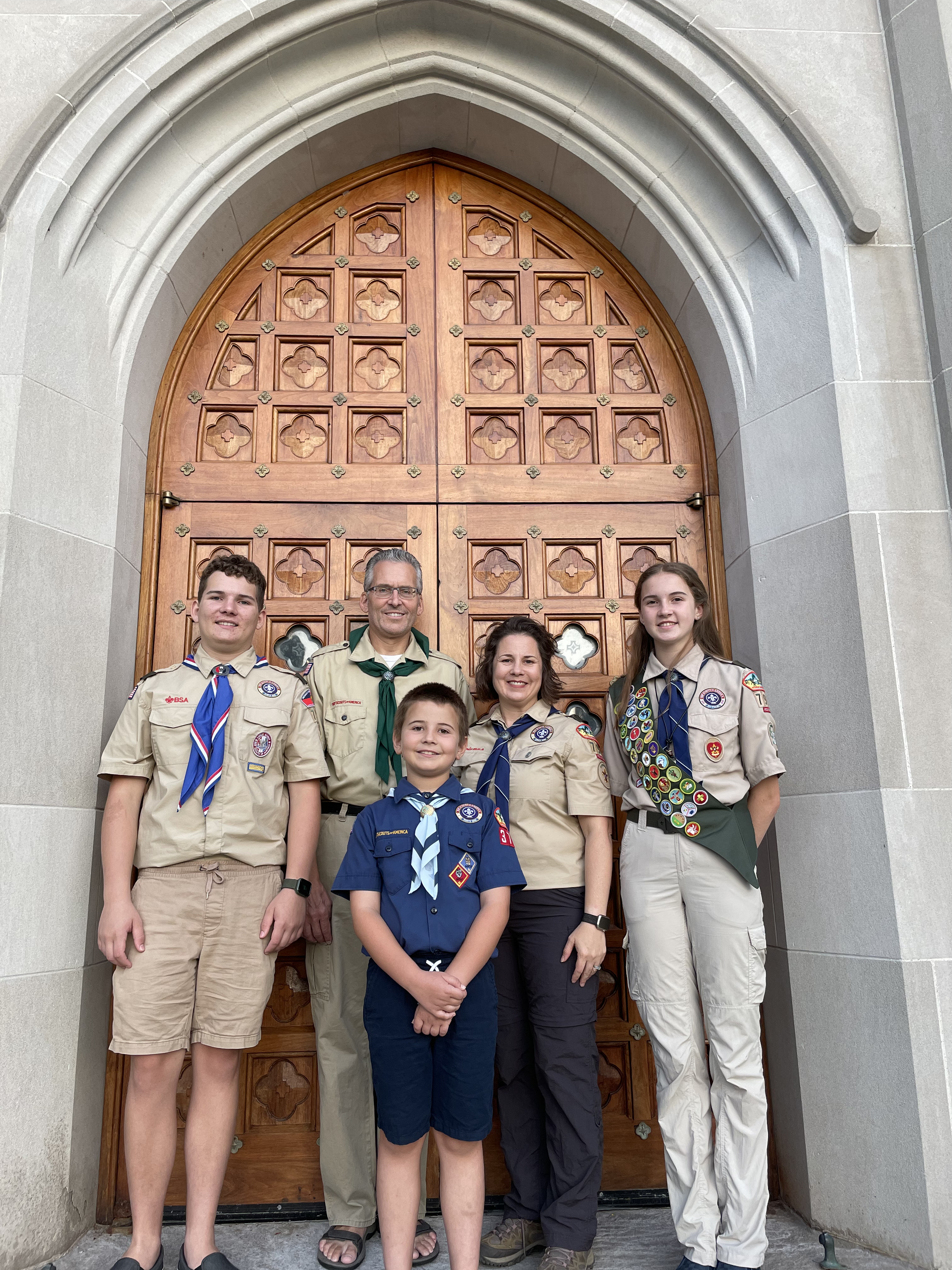 The Adam family, who are all involved with Scouts BSA.