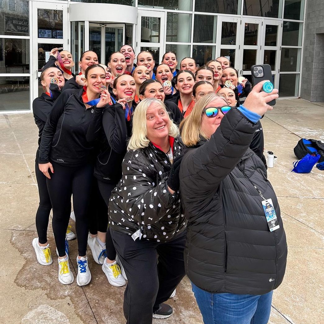 UD takes a selfie in front of the arena.