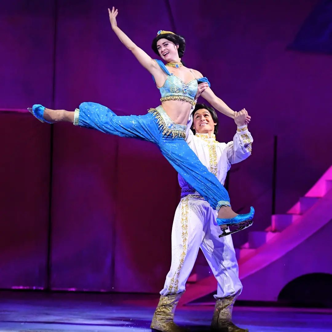 Will and Adriene Ott performing as Aladdin and Jasmine during a European tour of Disney on Ice.