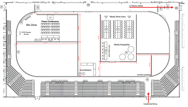 Map of west rink media areas