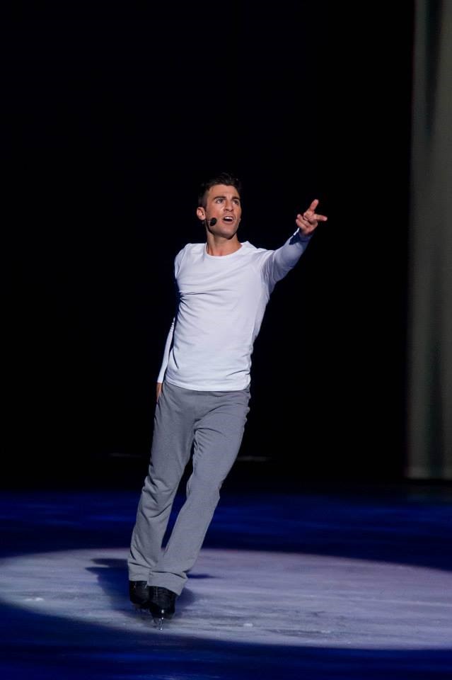 Michael Solonoski skates and sings during performance