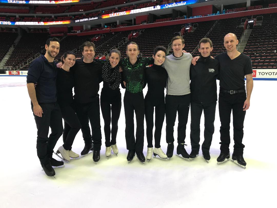 Special Olympic skaters pose for a photo with Team USa skaters like Meryl Davis and Ben Agosto