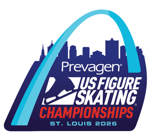 2026 U.S. Figure Skating Championships logo. The logo features the St. Louis arch and the text "Prevagen U.S. Figure Skating Championships"